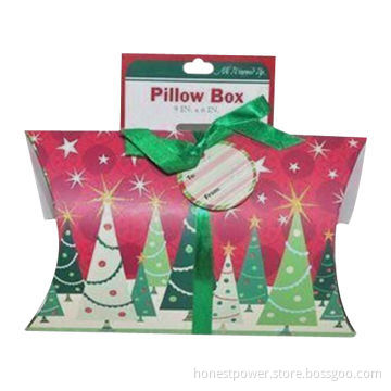 Christmas Gift Boxes With Pillow Style, Made of Art Paper, Customized Designs and Sizes Accepted